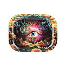 Pulsar Mini Metal Rolling Tray & Lid 7"x5.5" / Sunflower of The Mind