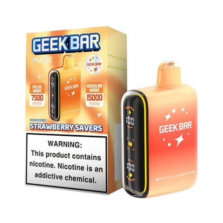 Geek Bar Pulse 15,000 Puffs 50mg 16mL Disposables w/ Dual Heating Modes / Strawberry Savers