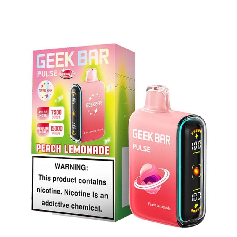 Geek Bar Pulse 15,000 Puffs 50mg 16mL Disposables w/ Dual Heating Modes / Peach Lemonade Thermal Edition