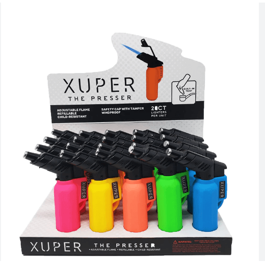 Xuper Presser Neon Mini Torch Lighter with Tamper |4" / Assorted