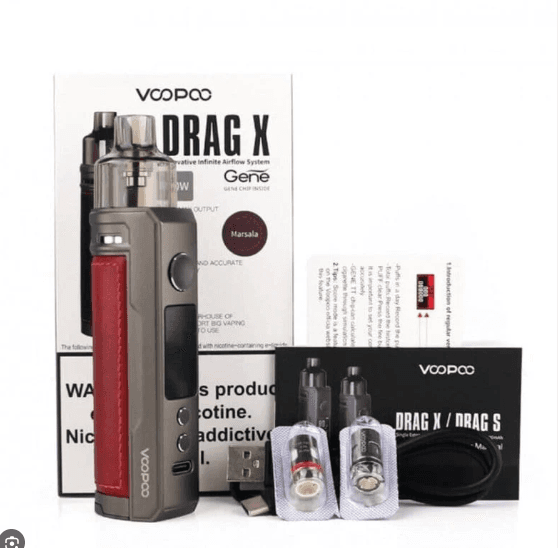 Voopoo Drag X 80w Single Battery Pod System Kit w/ 1 Empty Pnp 4.5mL Replacement Pod & 2 Coils / Iron Knight
